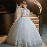 One-Word Shoulder Simple Main Wedding Dress 2025 New Temperament White Light Wedding Dress Mori Dream Little Bridal Wedding Dress HZ0517
