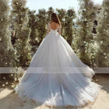 Modern Shiny Tulle Wedding Dress Long Sleeve V-Neck Bridal Dress Bridal Dress Robe De Mari¨¦e Female HZ0517