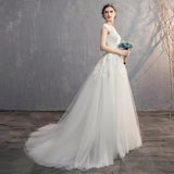 White Wedding Dress 2026 New Word Shoulder Repair A Version Of Travel Small Tail Soft Yarn Thin And Simple HZ0517