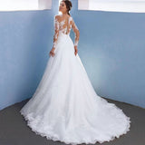 2026 New Main Wedding Dress Bride Big Tail Retro Sexy Thin V-Neck Long-Sleeved Dress HZ0517