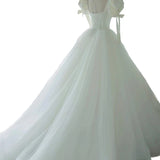 Light Wedding Dress 2026 New Bridal Girl Small Man Simple And Light In The Escape Princess Bubble Sleeve HZ0517