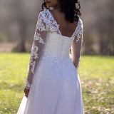 2026 New Bridal Wedding Dress Lace Bedding Spun Long-Sleeved Beach Bridal Wedding Dress HZ0517