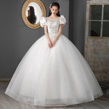 Wedding Dress French 2025 New Bridal Princess Small Simple Retro Light Yarn Bubble Sleeve Large Size Wedding Dress F86 HZ0517