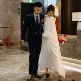 French Light Wedding Dress 2026 New Small Bride Hanging Neck Simple Mori Family Travel To Shoot The Yarn Female Senior Texture HZ0517