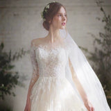 Light Wedding Dress 2025 New Bride Wedding Small Sleeves Together Thin Shoulder Tugged Yarn Woman HZ0517
