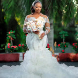 New Wedding Dress African Bride Wedding Deep V Water Diamond Lester Long Sleeve Wedding HZ0517