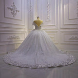 Main Wedding Dress 2026 New Large-Size Open-Shoulder Squin Lace Court Style Heavy Industry Sexy Wedding Dress HZ0517