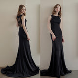 Black Evening Dress Women's New Long-Term Host's Annual Temperament Can Usually Wear A Thin Lace Bare Back HZ0517