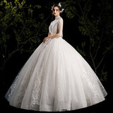 Wedding Dress 2025 New Bride Wedding French One-Word Shoulder-Collar Court Sex Crystal Susu Wedding Dress HZ0517