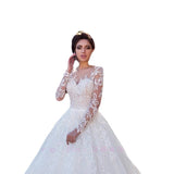 New Wedding Dress 2026 New WISH Sexy Round Neck Long Sleeves Fluffy Skirt HZ0517