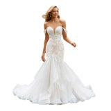French Lace Wedding Dress 2026 New High-Quality Retro Fishtail Super Fairy Out Of The Yarn Drag Tail Shoulder Yarn HZ0517