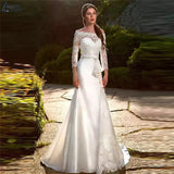Long-Sleeved Wedding Dress 2026 New Bride Simple Deep V-Neck Big Dew Back Patted Soft Yarn Lace Thin Wedding Dress HZ0517
