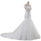 2026 New White Temperament Dream Lace Word Shoulder Long Tail French Wedding Dress HZ0517