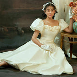 Vintage Travel Photo Wedding Dress New French High-End Princess Dress Bubble Sleeve Flower Dress Women Go Out Yarn HZ0517