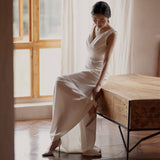 French Light Wedding Dress Simple Vertebry Temperament White Usually Wear Host Dress Dress Dress Dress HZ0517