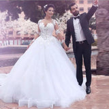 2026 New Long-Sleeved Lace Collar Wedding Dress Ponve Yarn Retro Court Dress HZ0517