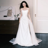 Sen's Breast-Shape Light Wedding Dress White Simple Bride Married Yarn Birthday Party Evening Dress Dress Dress HZ0517