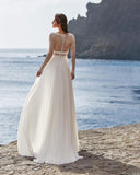 New Holiday Beach Travel Light Wedding Dress White Chiffon Dress Deep V Small Tail Wedding Dress HZ0517
