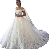 Wedding Dress 2026 New Word Shoulder Poncho Tau Dress Wedding Dress Entity Tail Wedding Dress HZ0517