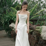 White Densate With Light Wedding Dress Bride High-End Fishtail Welcome Dress Summer Dress Small Tail HZ0517