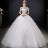One-Word Shoulder Wedding Dress 2025 New Temperament Bride Wedding Dress Super Xiansen Wedding Dress Thin Word Shoulder Wedding Dress HZ0517