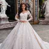 New Long-Sleeved Thin Bride Main Wedding Dress 2025 Heavy Industry High-Spewn Yarn Wedding Dress Woman HZ0517