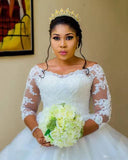 Wedding 2026 New Bride Wedding Shoulder Long-Sleeved Lace African Bride HZ0517