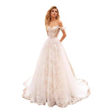 French One-Word Shoulder-Light Wedding Dress 2025 New Bride Simple High-End Sense Of Yarn Femininity Main Wedding Dress HZ0517