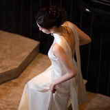 French Dress Sleeveless Long Dress White Fasting Light Wedding Dress Super Fairy Travel Korean Style Yarn Welcome Wedding HZ0517