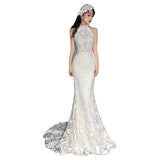 French Light Wedding Dress Bridal Feeling SmallÖÚ Sensian Retro Hanging Neck Yarn Super Fairy Fishtail Lace Dress Dress HZ0517