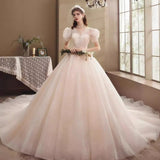 Main Light Wedding Dress 2026 New Temperament Star Long Tail Retro Skinny Sen System Super Fairy Dream Bride Small HZ0517