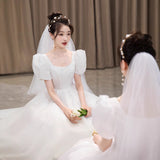 Pregnant Women's Wedding Dress 2026 New Bridal Main Wedding Dress Large Size Fat Mm Shading Belly French Princess Wind Tail Wedding Dress HZ0517
