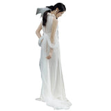 French Hanging Neck Light Wedding Dress 2026 New Bride Retro Simple Sing Dress Small Drag Tail Super Fairy Go Out Yarn Summer HZ0517