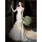Traveling Photo Wedding Dress Bride With Breasts And Going Out Of The Yarn Senior Sense Of Welcome Yarn Wedding French Fishtail Dress Dress Woman HZ0517