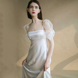 French Light Wedding Dress White Simple Super Fairy Dream Bride Welcome Out Yarn Temperament Tug-Tailed And Fasted-Sin Noodle Dress HZ0517