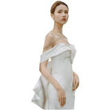 French Light Wedding Dress Super Xian Sen Family Travel Shooting Simple White Thin Tail Sexy Retro Exterior HZ0517