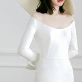Evening Dress New Shoulder Fishtail Skirt Long Sleeves To Wear Small Tailed Fashion Simple Toasting Lady HZ0517
