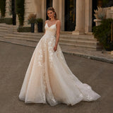Wedding Long Tail Ceremony Lace Retro Sling Sen Lace Tuxedo Backs Up Thin Bride Long Dress Summer HZ0517