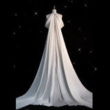 Hanging Neck Light Wedding Dress Dingy Hepburn Style Atmosphere Simple Tailing French Welcome Yarn Fishtail Dress HZ0517