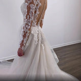 Bride Wedding Dress 2026 New Sexy Bare Back Deep VÁì Lace Travel Wedding Dress HZ0517