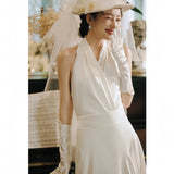 French-Style Densted High-End Wedding Dress Bride 2026 New Hanging Neck Certificate Go Out Light Yarn Travel Dress Simple And Lightweight HZ0517
