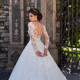 New Wedding Dress 2026 New WISH Sexy Round Neck Long Sleeves Fluffy Skirt HZ0517