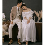 Semented French Wedding Dress Light Retro Simple Court Style Super Fairy Breast Korean Certificate Registration Go Out Yarn Small Dress HZ0517
