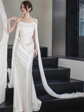 French Light Wedding Dress 2026 New Bridal Simple High-Grade White Smeared Chested Densate Go Out To The Eupa Dress Of The Yarn HZ0517