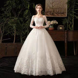 Large-Size Wedding Dress 2026 New Long Tail Mid-Rise Dream Long-Sleeved Wedding Dress Overseas Warehouse HZ0517