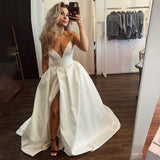 Wish New Simple Sexy Deep V Chest-Spewn And Densate Wedding Dress Go Out HZ0517