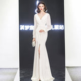 Dress Women's Banquet Evening Dress 2025 New Slim Red Temperament Host Dress Simple And Generous HZ0517