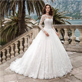 Wedding Lace Collar Long-Sleeved Bride Tail Wedding Dress 2025 New HZ0517