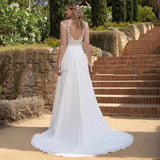 Tail Wedding Dress New Deep V-Neck Dress With Open Back Sexy Wedding Dress HZ0517