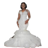 African Wedding Dress 2026 New Mermaid V Lace Waist Fishtail Wedding Dress Overseas Warehouse New Spring HZ0517